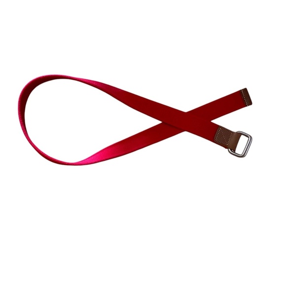 Lands’ End Cotton & Leather Belt, red, size small - Picture 2 of 6